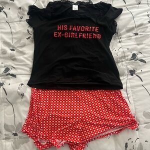 Fashion Nova Black and Red Pajama Set